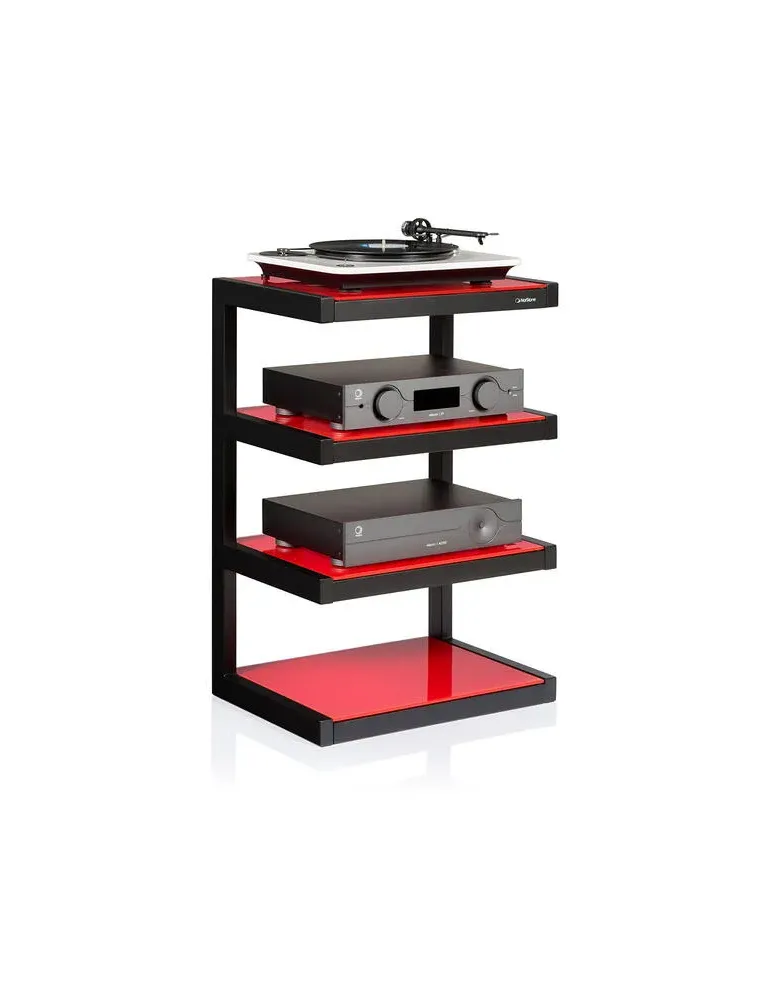 NORSTONE Norstone Esse HiFi — Szafka hi-fi na gramofon z 4 półkami i szkłem hartowanym