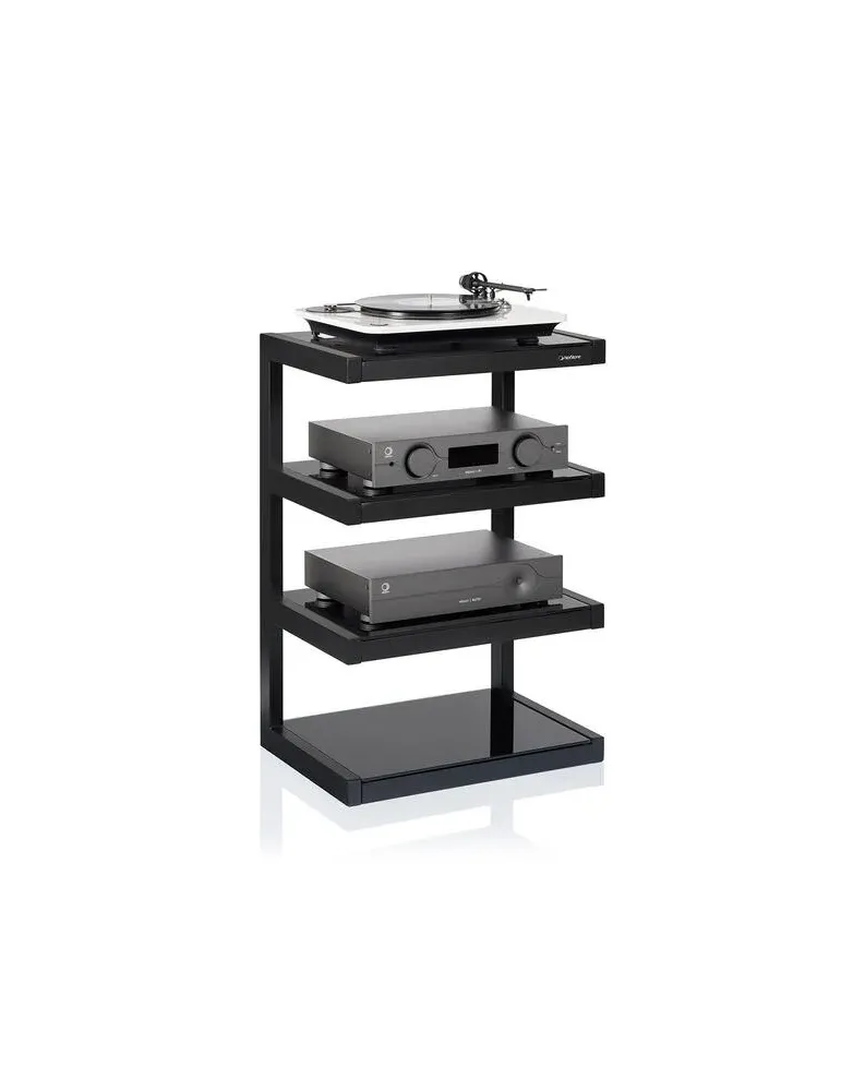 NORSTONE Norstone Esse HiFi — Szafka hi-fi na gramofon z 4 półkami i szkłem hartowanym