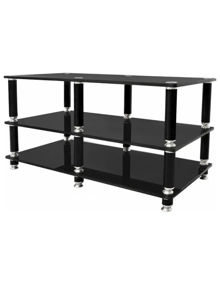 NORSTONE Norstone Stabbl AV 114 cm Black — Solidny regał Hi-Fi/AV z hartowanym szkłem
