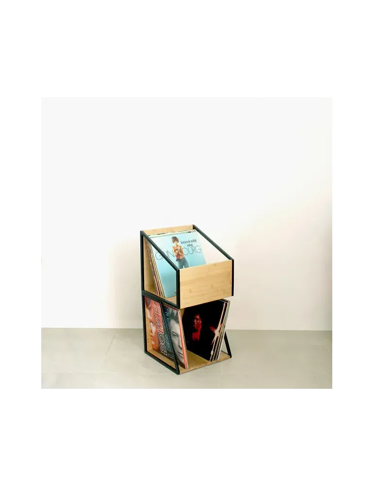 NORSTONE Norstone Vinyl LP Case — Stylowa półka na 90 płyt winylowych z bambusa i stali