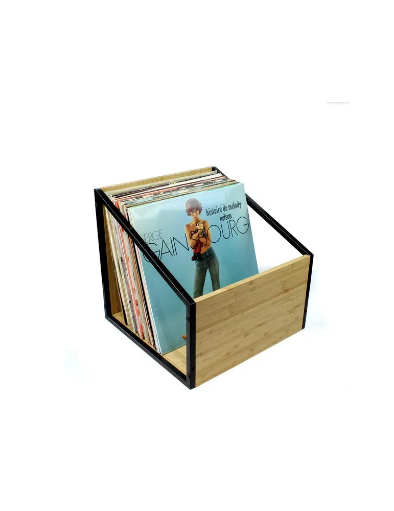 NORSTONE Norstone Vinyl LP Case — Stylowa półka na 90 płyt winylowych z bambusa i stali