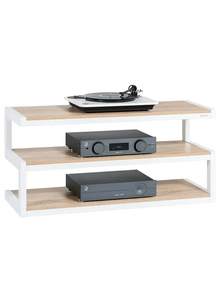 NORSTONE Norstone Esse AV — Stolik RTV/Hi-Fi 110 cm, 3 półki, nośność 80/50 kg