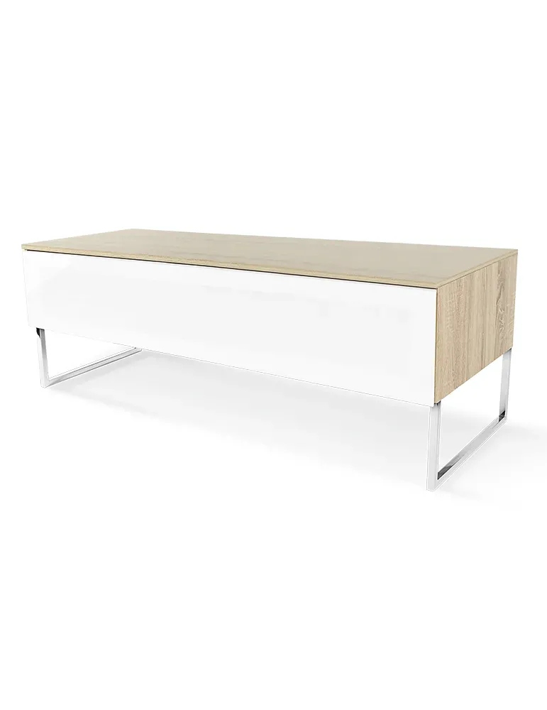 NORSTONE Norstone Khalm AV 140 cm — Modułowy stolik RTV/TV z półką IR, dąb