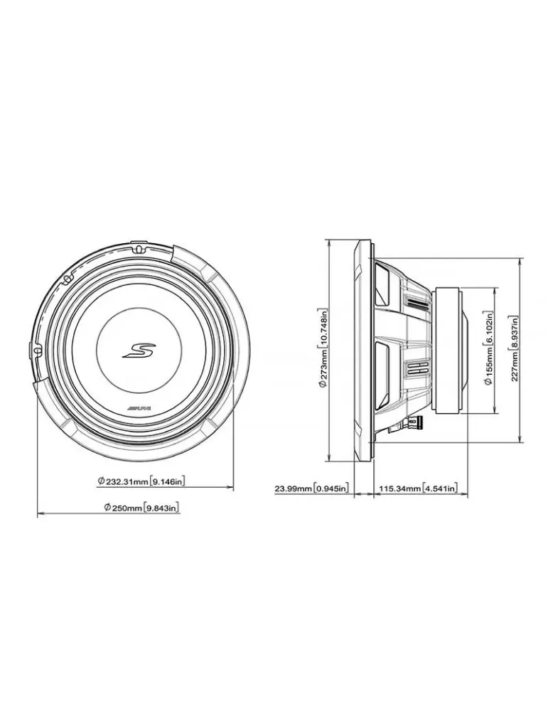 ALPINE Alpine S2-W10D4 — Subwoofer 10" 4 Ω 1800W