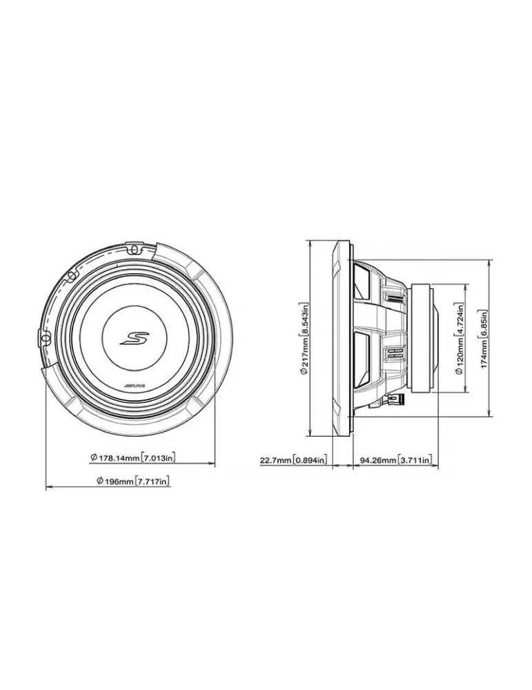 ALPINE Alpine S2-W8D4 — Subwoofer dwucewkowy 8"