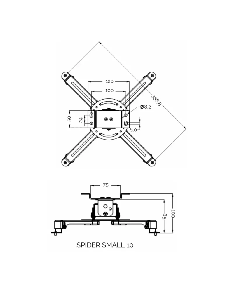 SUPREMA SCREEN Suprema Screen Spider Small 10 — Uchwyt sufitowy do projektora, biały, 10kg