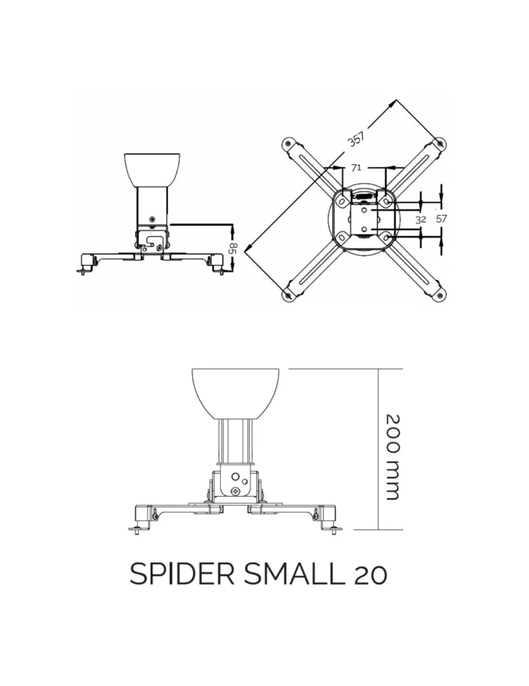 SUPREMA SCREEN Suprema Screen Spider Small 20 White — Uchwyt sufitowy do projektora z regulacją