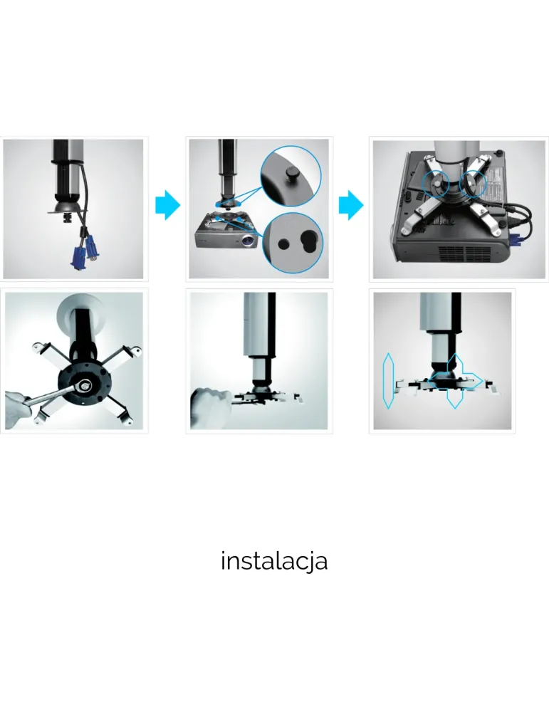 SUPREMA SCREEN Suprema Spider HD 5070 — Uchwyt sufitowy do projektora z regulacją 360° i prowadzeniem kabli