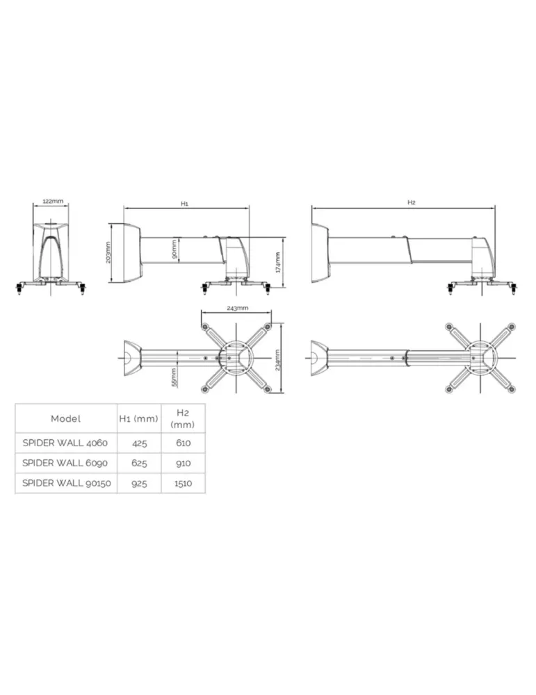 SUPREMA SCREEN Suprema Screen Spider Wall 4060 — Uchwyt montażowy do projektora, czarny