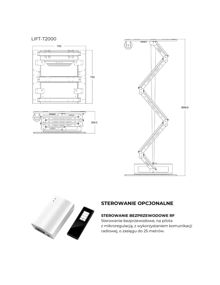 SUPREMA SCREEN Suprema Screen LIFT-T2000 — Winda sufitowa do projektora 40kg z ukryciem kabli