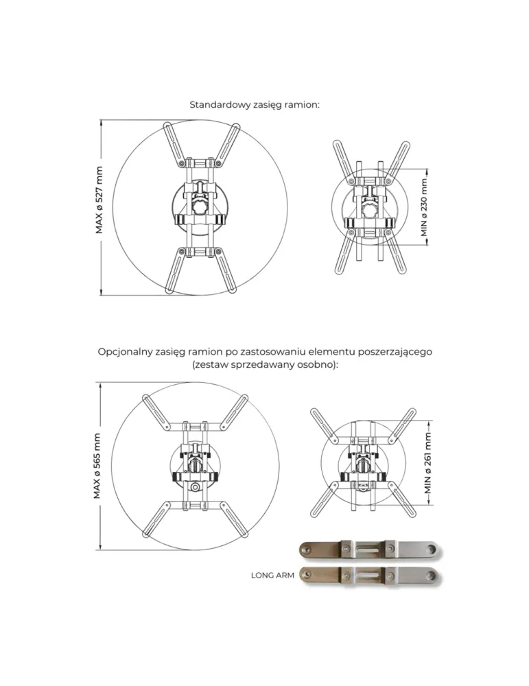 SUPREMA SCREEN Suprema Spider Royal-W Grey — Uchwyt sufitowy do projektora z ukrytymi przewodami