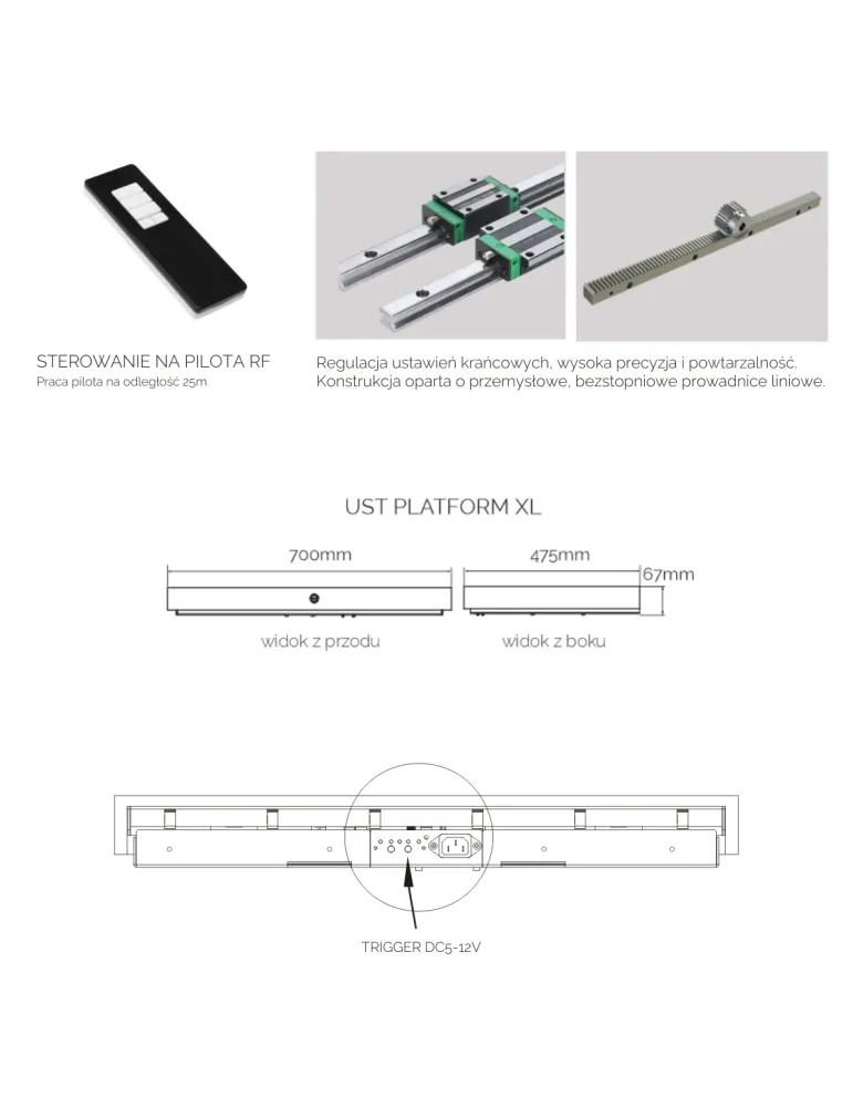 SUPREMA SCREEN Suprema Screen UST PLATFORM XL — Biała szuflada projektora z pilotem RF