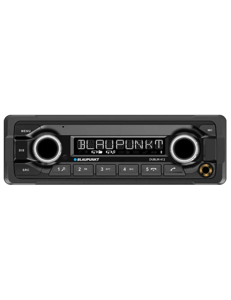 BLAUPUNKT Blaupunkt Dublin 412 — Radio samochodowe 1DIN Bluetooth USB AUX FLAC, ultra krótka 8 cm, SWC