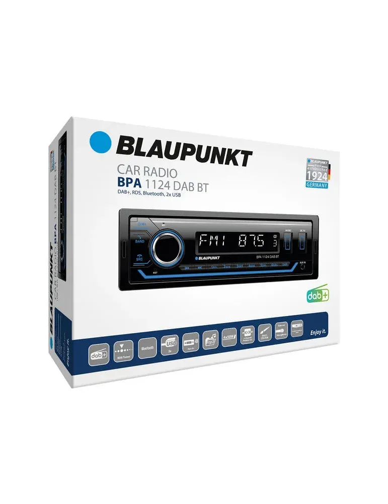 BLAUPUNKT Blaupunkt BPA 1124 DAB BT — Radio samochodowe 1-DIN DAB+ z Bluetooth, USB i RDS