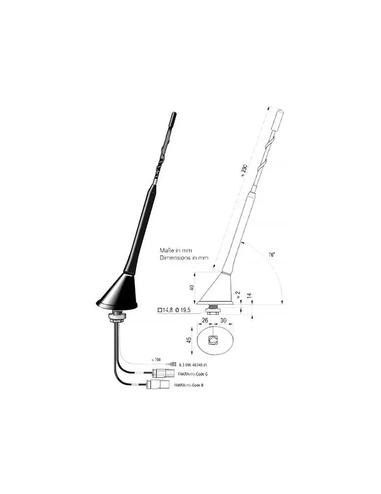 BLAUPUNKT Blaupunkt DAB-A-a — Aktywna antena dachowa AM/FM DAB+ 12 V, montaż 15 mm, gniazdo DIN
