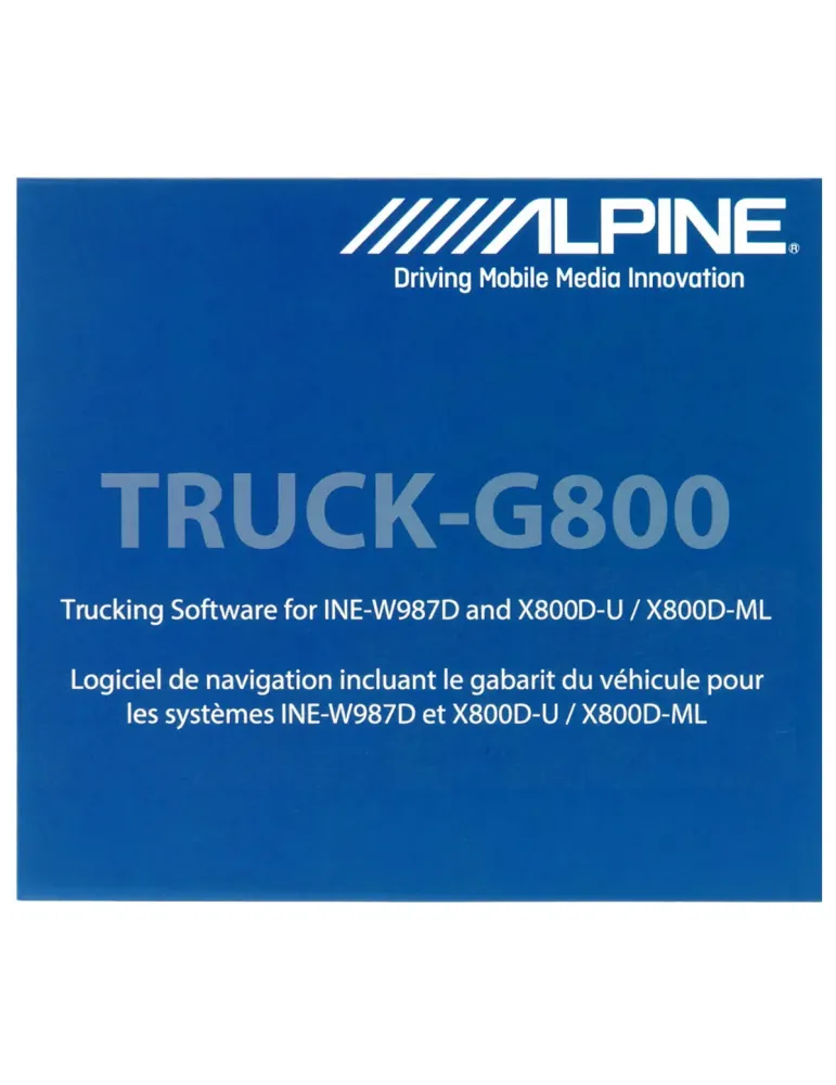 ALPINE Alpine TRUCK-G800 — oprogramowanie nawigacji ciężarowej