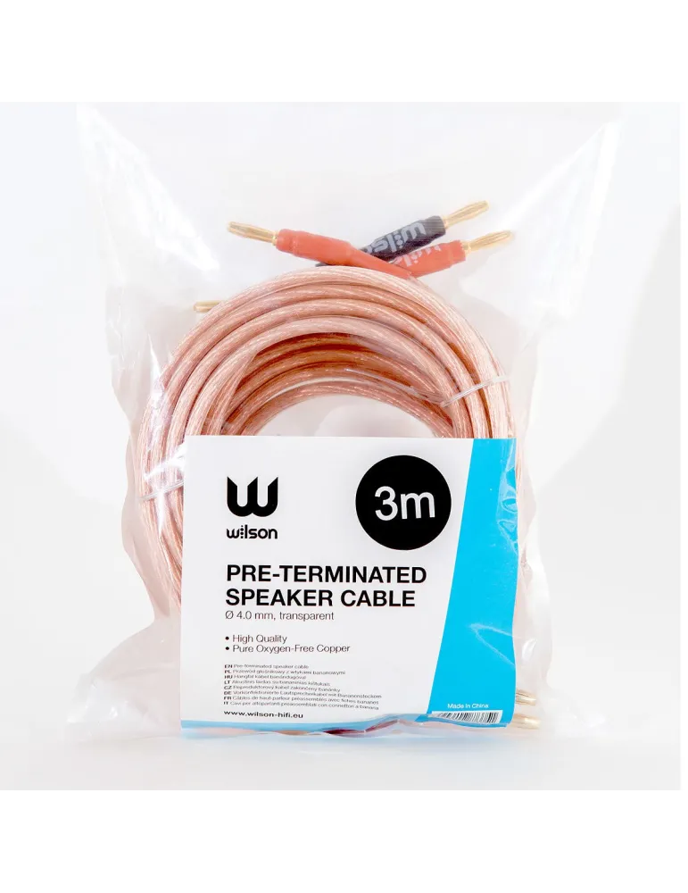 WILSON Wilson SPK Cable 4.0mm — Profesjonalny przewód głośnikowy 2x4mm 3m z wtykami bananowymi