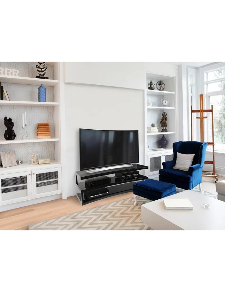 NORSTONE Norstone Esse AV Curve — Zakrzywiony stolik RTV/Hi-Fi, 110 cm, 3 półki, nośność 80/50 kg