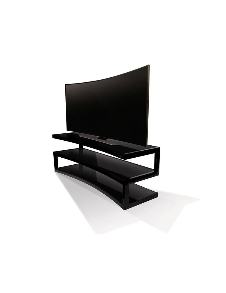 NORSTONE Norstone Esse AV Curve — Zakrzywiony stolik RTV/Hi-Fi, 110 cm, 3 półki, nośność 80/50 kg