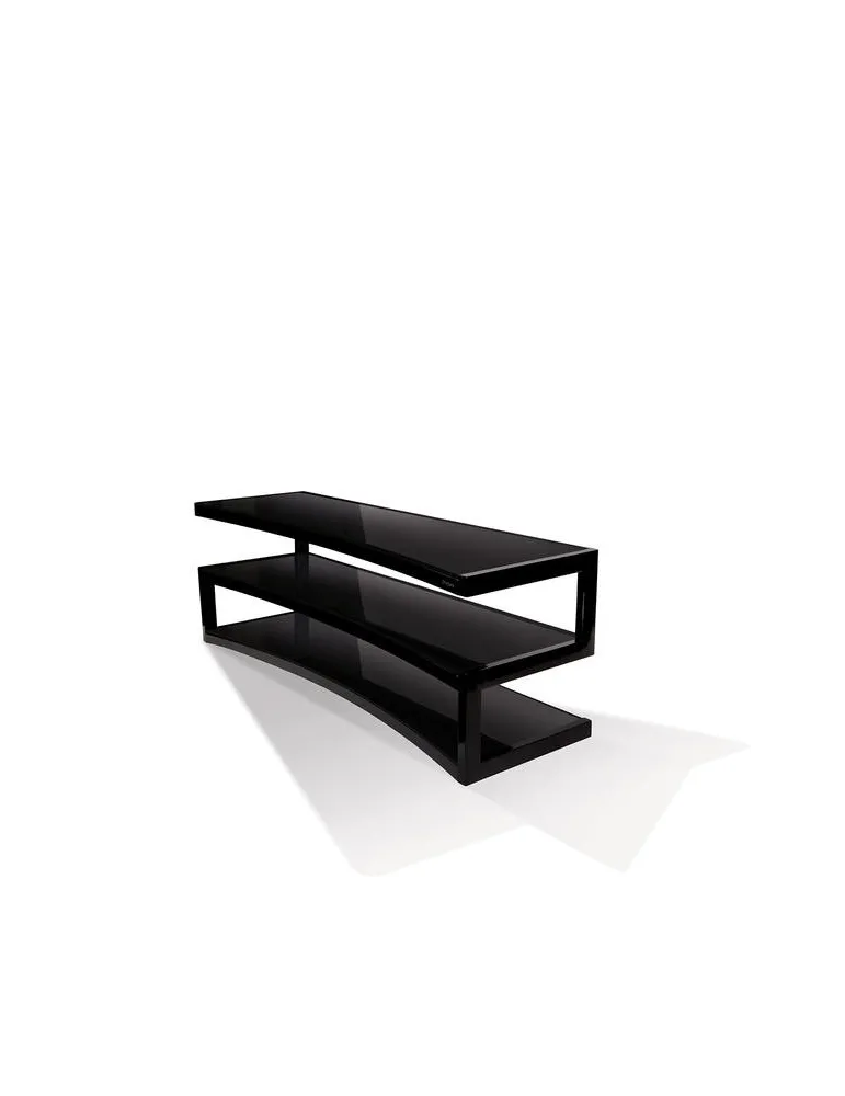 NORSTONE Norstone Esse AV Curve — Zakrzywiony stolik RTV/Hi-Fi, 110 cm, 3 półki, nośność 80/50 kg